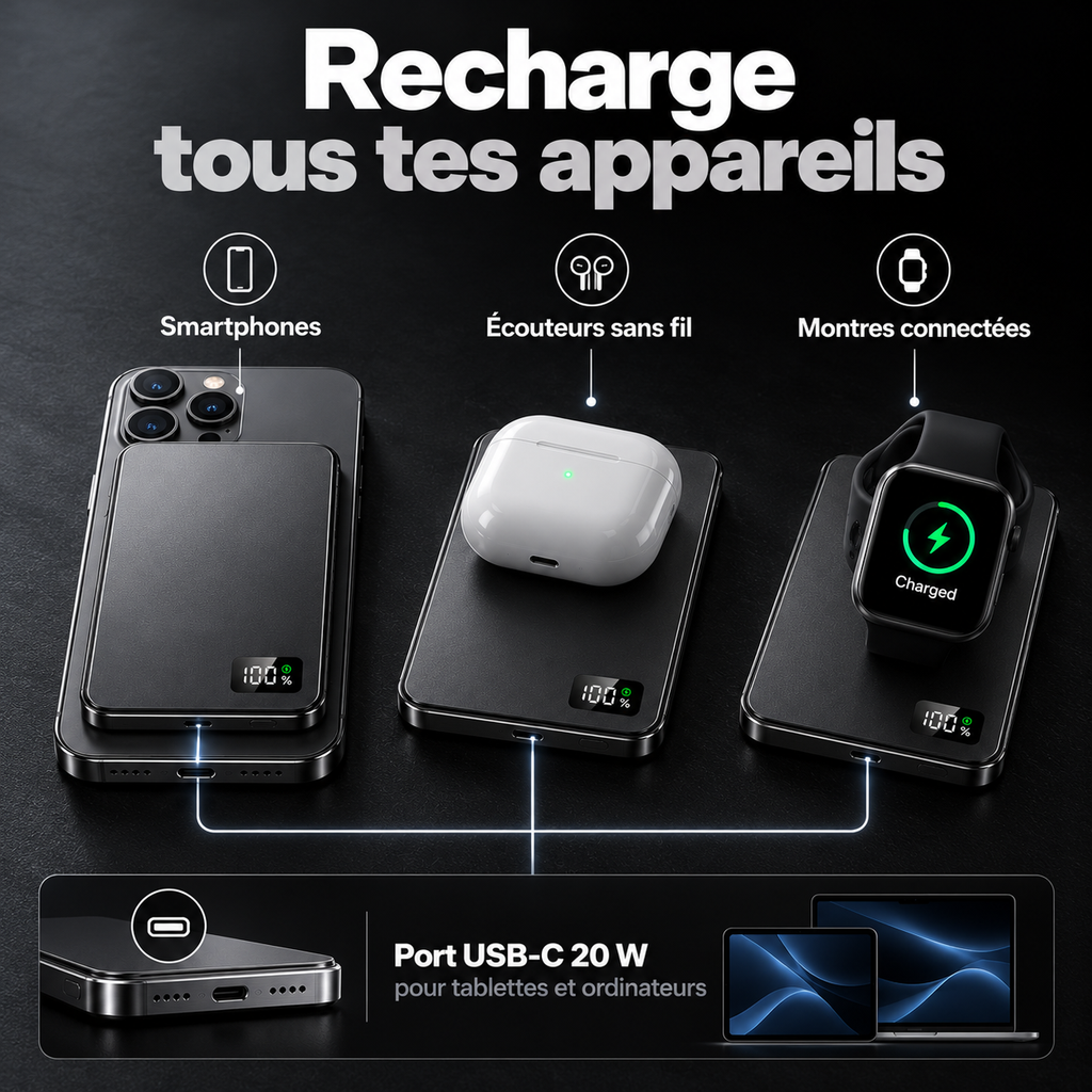 Batterie Magnétique Ultra-Fine 10 000 mAh